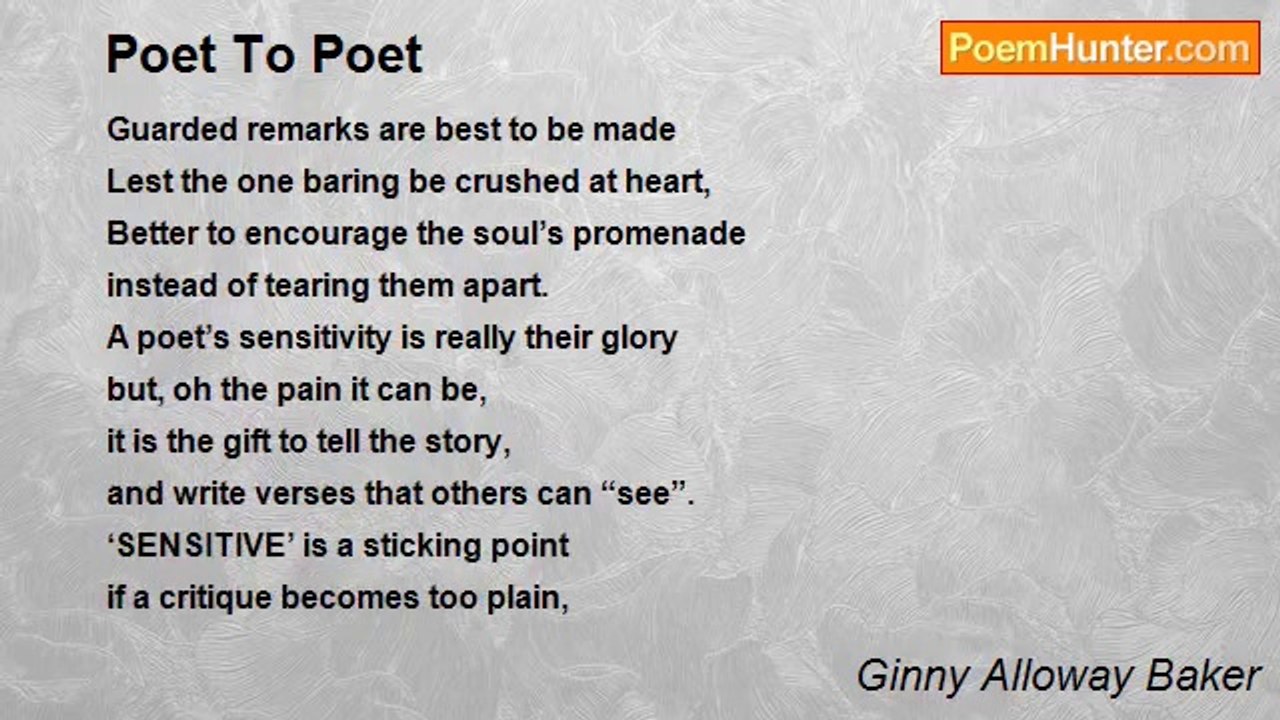 Ginny Alloway Baker - Poet To Poet