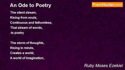 Ruby Moses Ezekiel - An Ode to Poetry