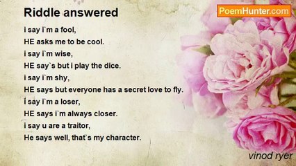 vinod ryer - Riddle answered