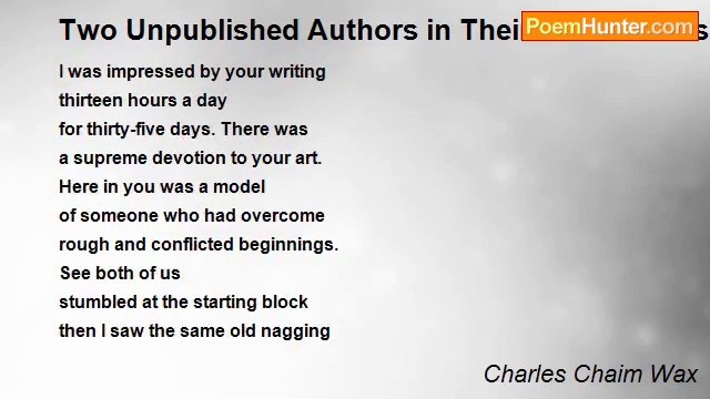 Charles Chaim Wax - Two Unpublished Authors in Their Late Thirties