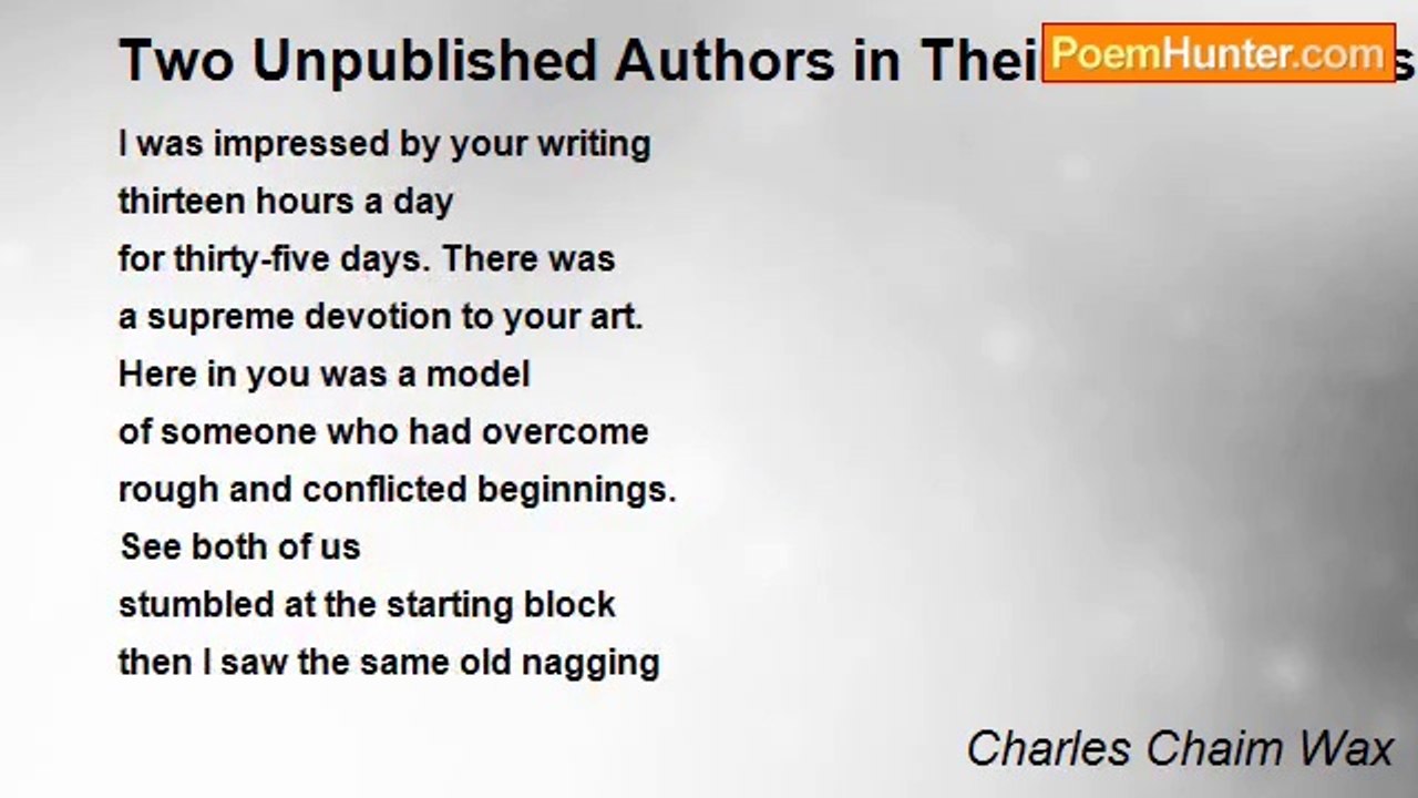 Charles Chaim Wax - Two Unpublished Authors in Their Late Thirties