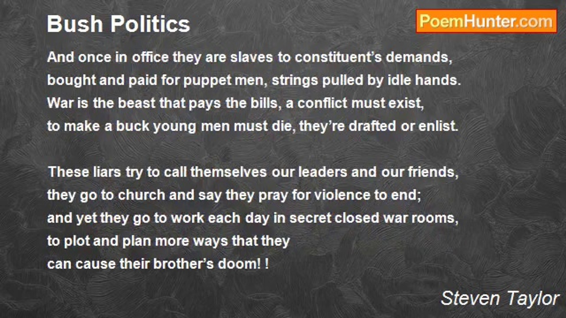 ⁣Steven Taylor - Bush Politics