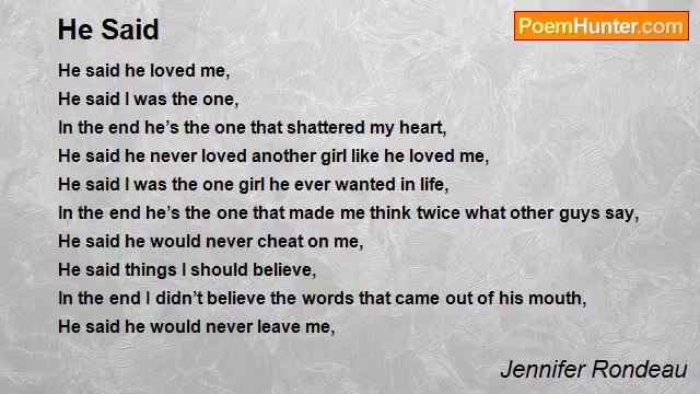 Jennifer Rondeau - He Said