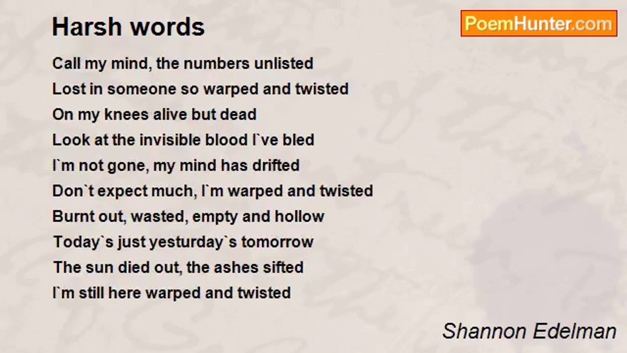 Shannon Edelman - Harsh words