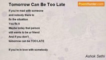 Ashok Sethi - Tomorrow Can Be Too Late