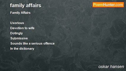 oskar hansen - family affairs