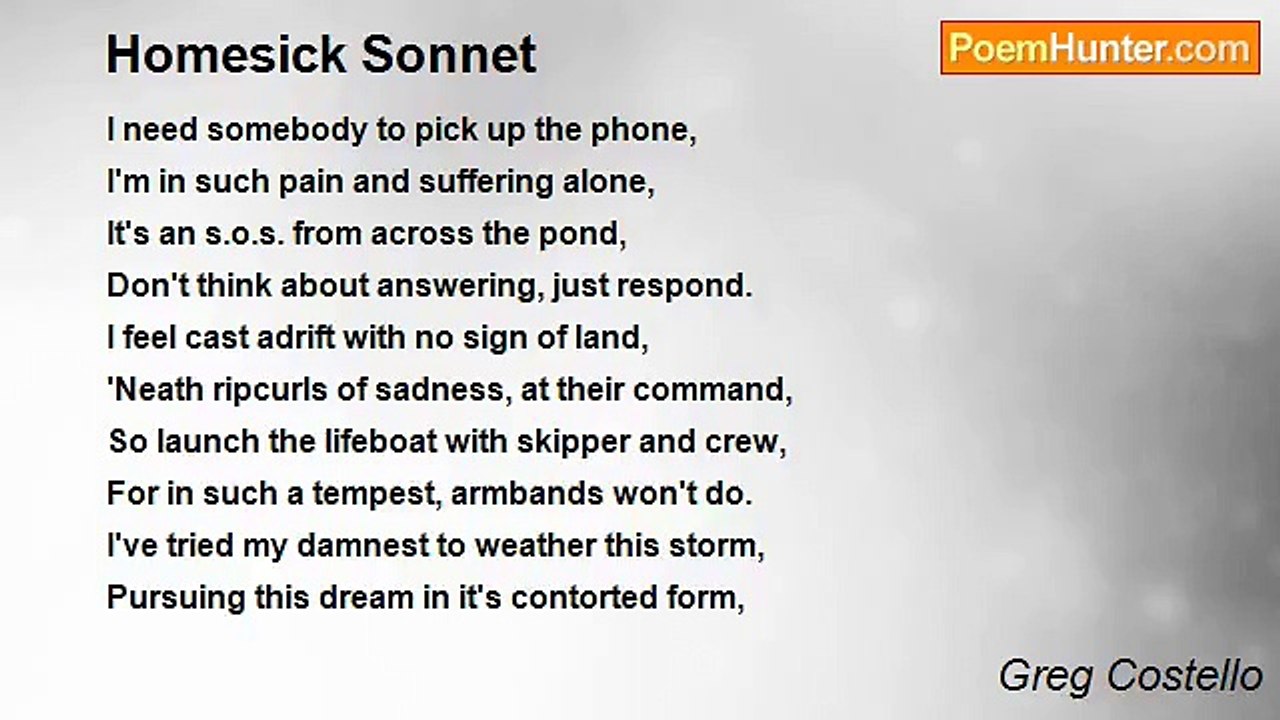 Greg Costello - Homesick Sonnet