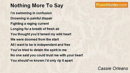 Cassie Orleans - Nothing More To Say