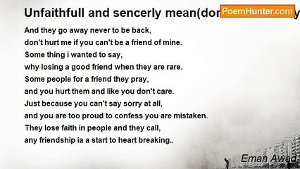Eman Awad - Unfaithfull and sencerly mean(don't hurt me if you can't be a friend of mine)