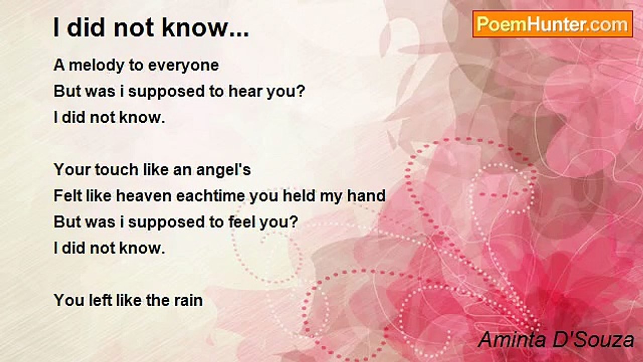 Aminta D'Souza - I did not know...