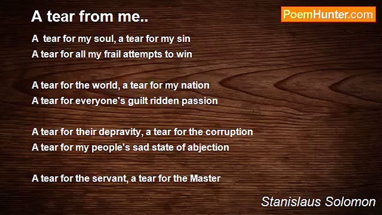 Stanislaus Solomon - A tear from me..