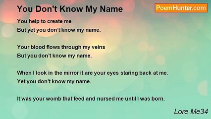 Lore Me34 - You Don't Know My Name