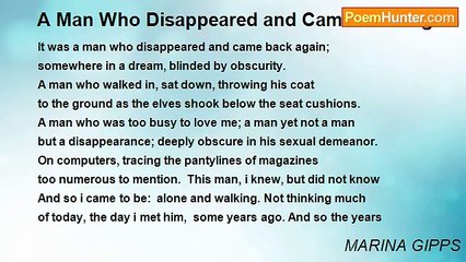 MARINA GIPPS - A Man Who Disappeared and Came Back Again