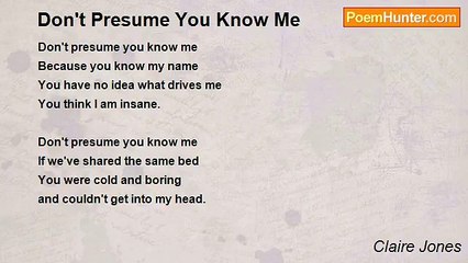 Claire Jones - Don't Presume You Know Me