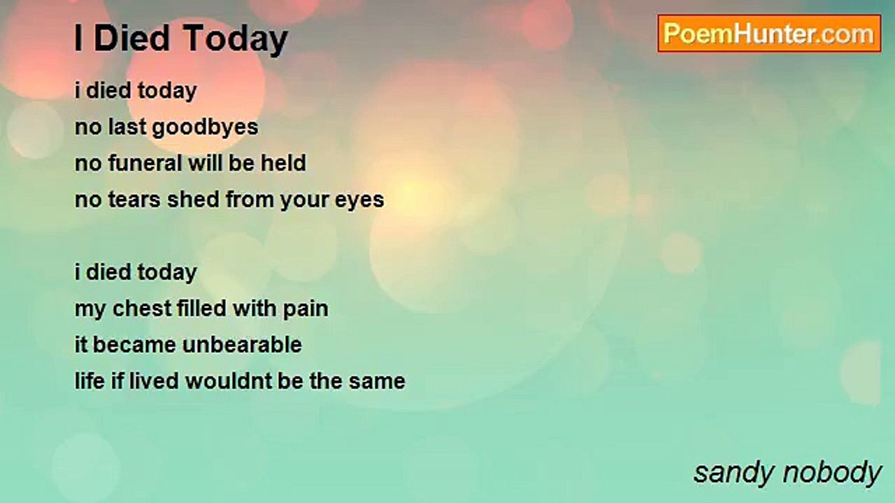 sandy nobody - I Died Today