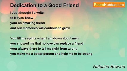 Natasha Browne - Dedication to a Good Friend