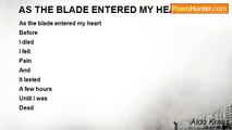 Aldo Kraas - AS THE BLADE ENTERED MY HEART