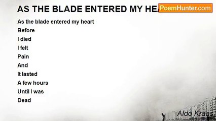 Aldo Kraas - AS THE BLADE ENTERED MY HEART
