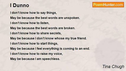 Tina Chugh - I Dunno