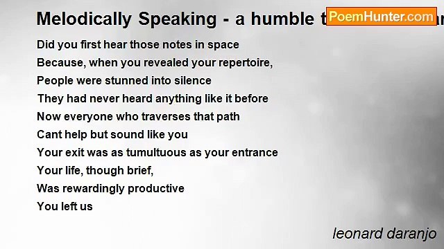 leonard daranjo - Melodically Speaking - a humble tribute to Charlie Parker - a legendary Jazz Saxophonist