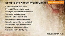 Raveendran N.V. - Song to the Known World Unknown
