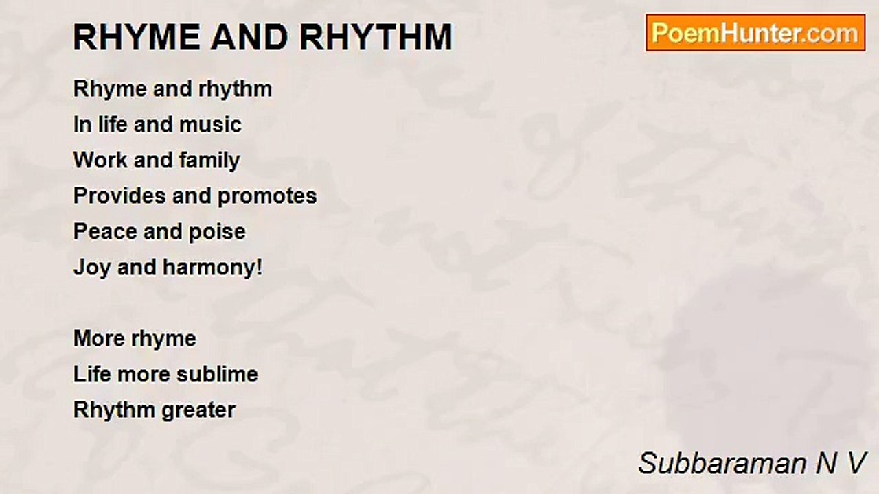 Subbaraman N V - RHYME AND RHYTHM