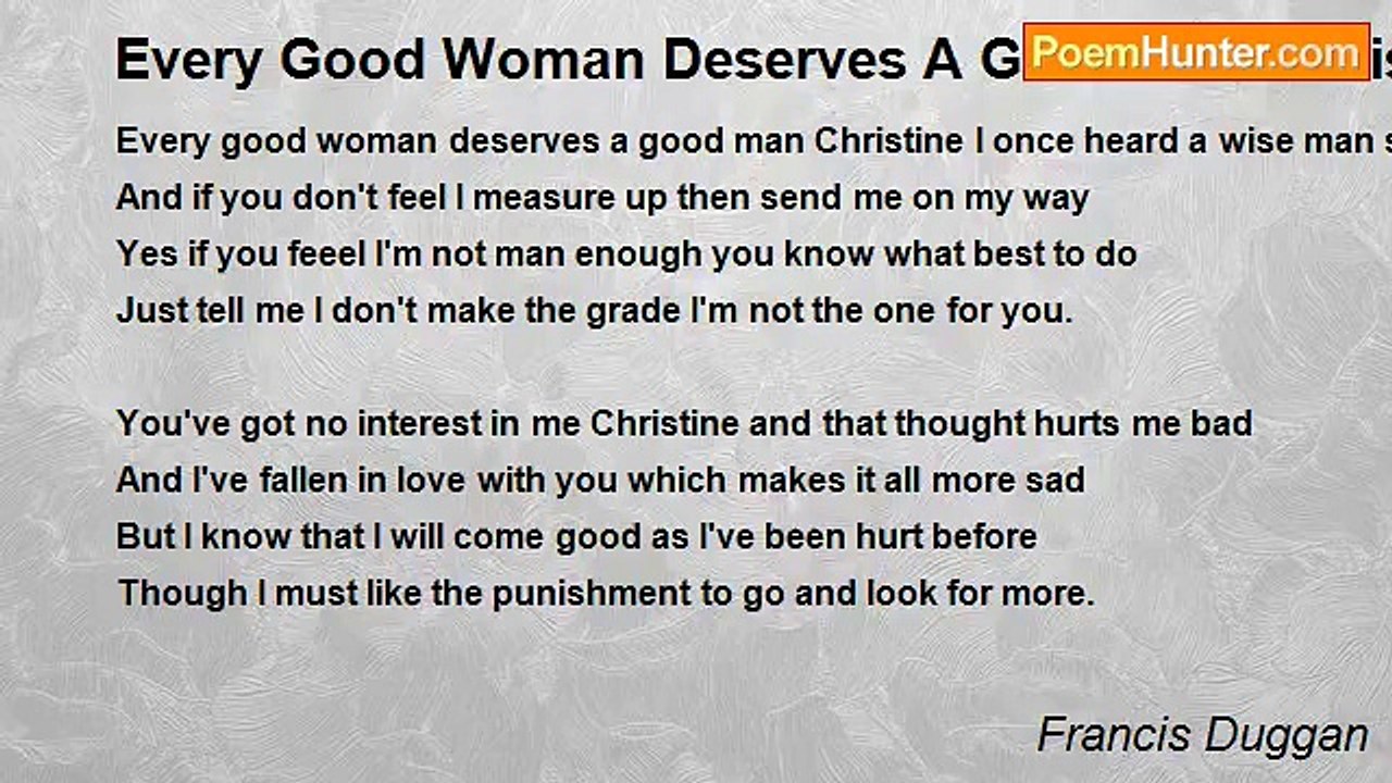 Francis Duggan - Every Good Woman Deserves A Good Man Christine