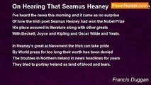 Francis Duggan - On Hearing That Seamus Heaney Had Won The Nobel Prize For Literature