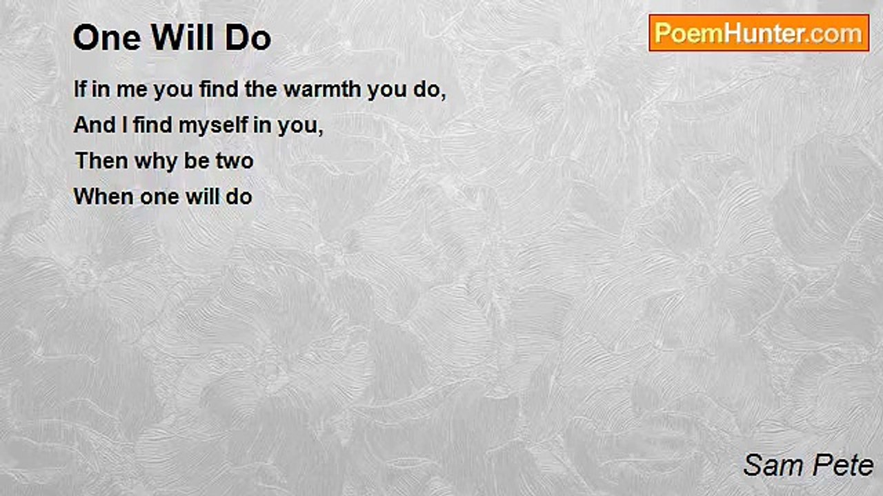 Sam Pete - One Will Do