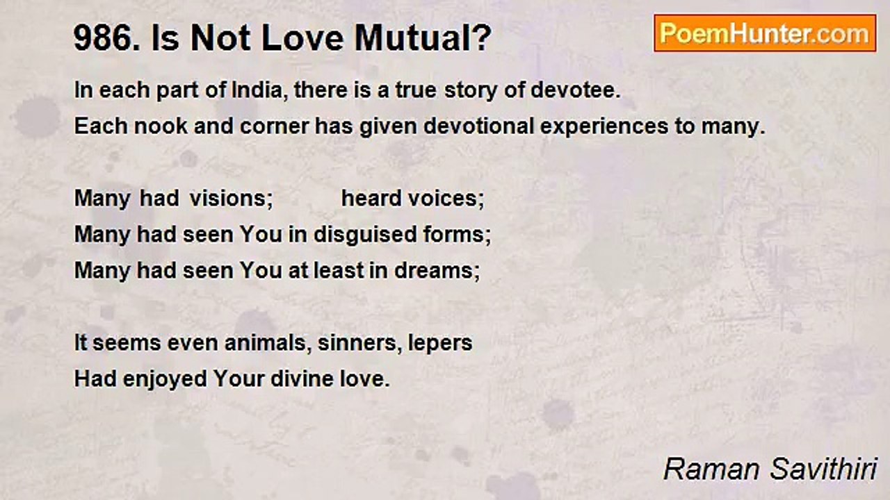 Raman Savithiri - 986. Is Not Love Mutual?