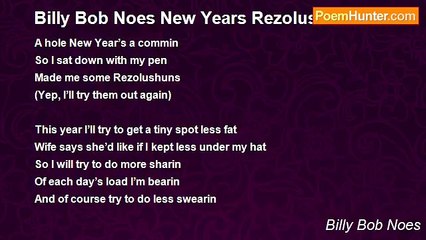 Billy Bob Noes - Billy Bob Noes New Years Rezolushuns