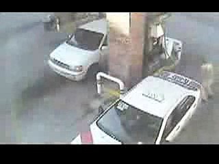 Close Call At A Gas Station