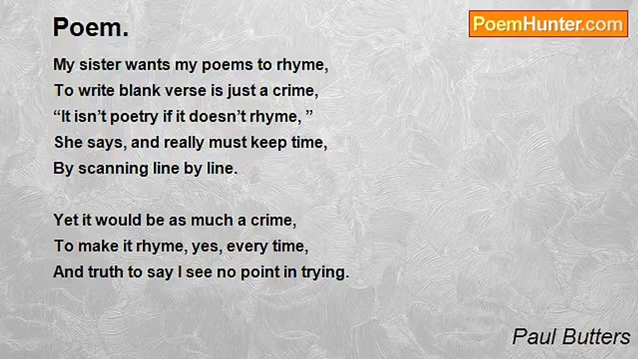 Paul Butters - Poem.
