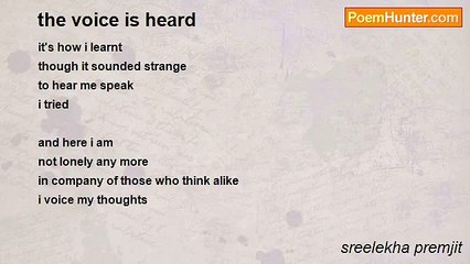 sreelekha premjit - the voice is heard