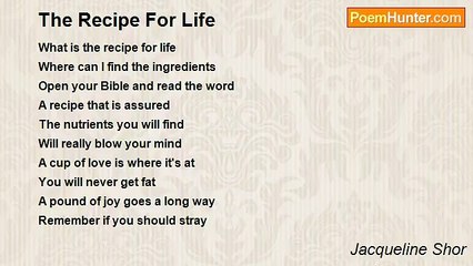 Jacqueline Shor - The Recipe For Life