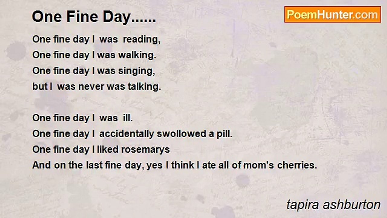 tapira ashburton - One Fine Day......