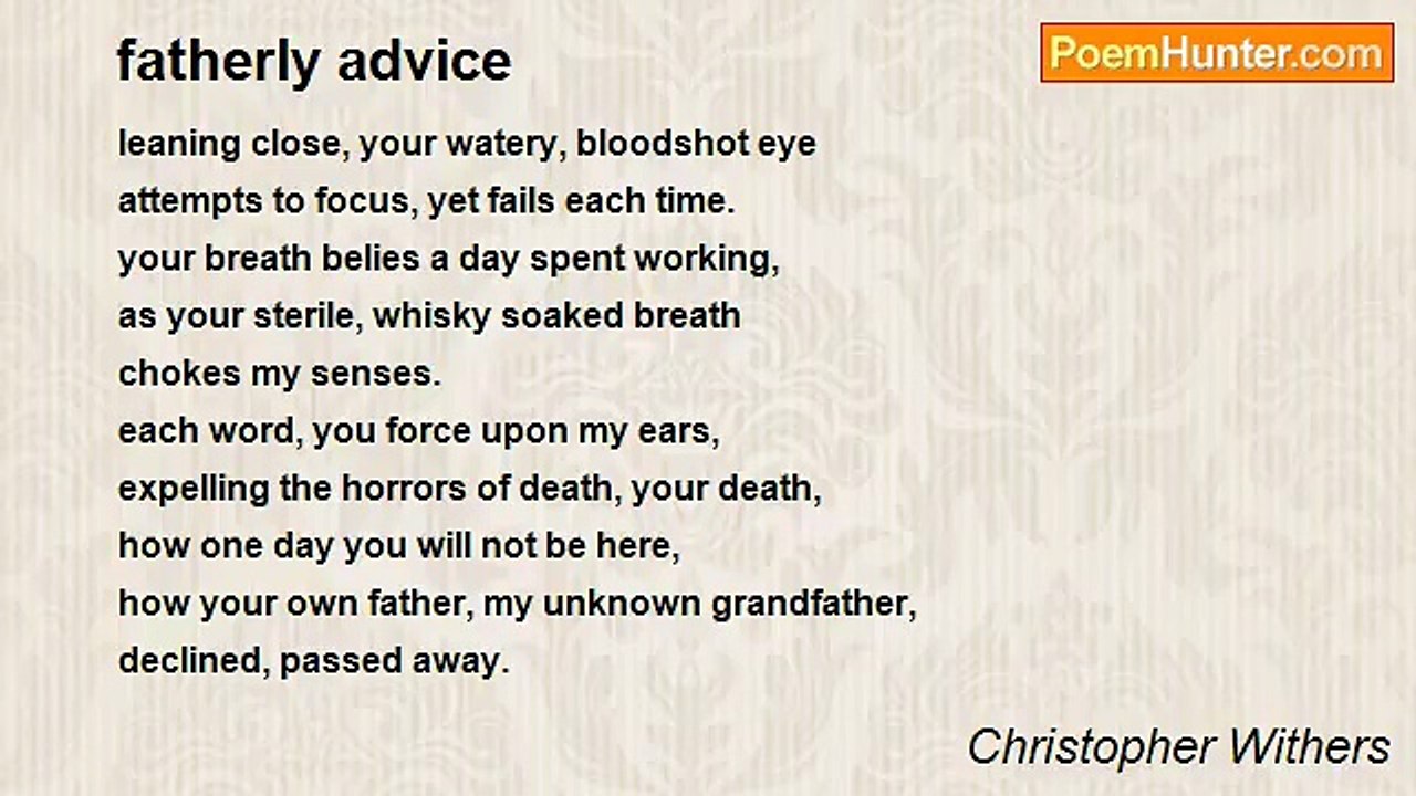 Christopher Withers - fatherly advice