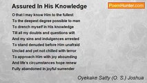 Oyekake Satty (O. S.) Joshua - Assured In His Knowledge