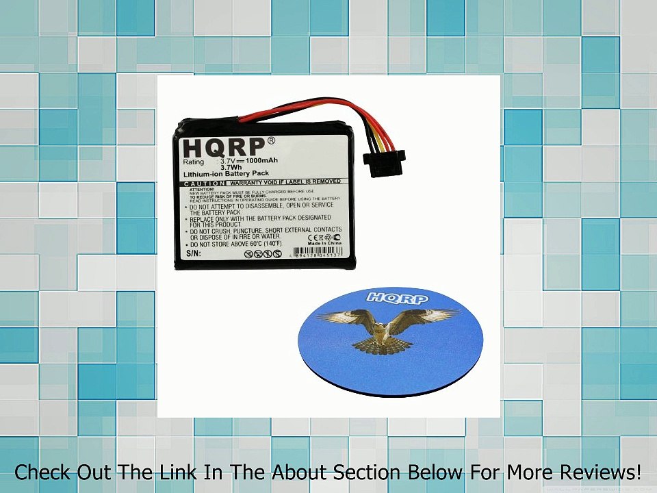 HQRP Battery for TomTom Go 2435, Go 2435TM, Go 2535, Go 2535M, Go 2535M Live, Go 2535T, Go 2535TM, Go 2535TM WTE GPS Navigator 1CT4.019.03 FKM1108005799 4CQ01 4CS03 4CT4.001.01 4CT50 4EN42 4EV42 4EV52 ICP653443M P11P20-03S01 + HQRP Coaster