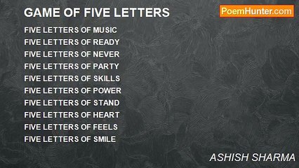 ASHISH SHARMA - GAME OF FIVE LETTERS