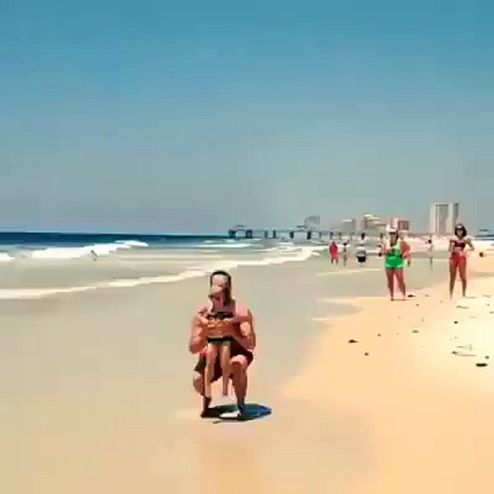 Jumping on the beach very amazing