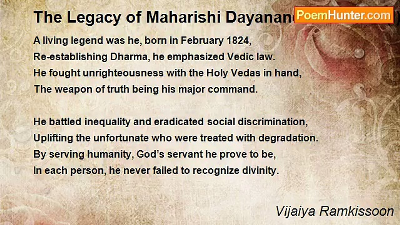 Vijaiya Ramkissoon - The Legacy of Maharishi Dayanand Saraswati (I)