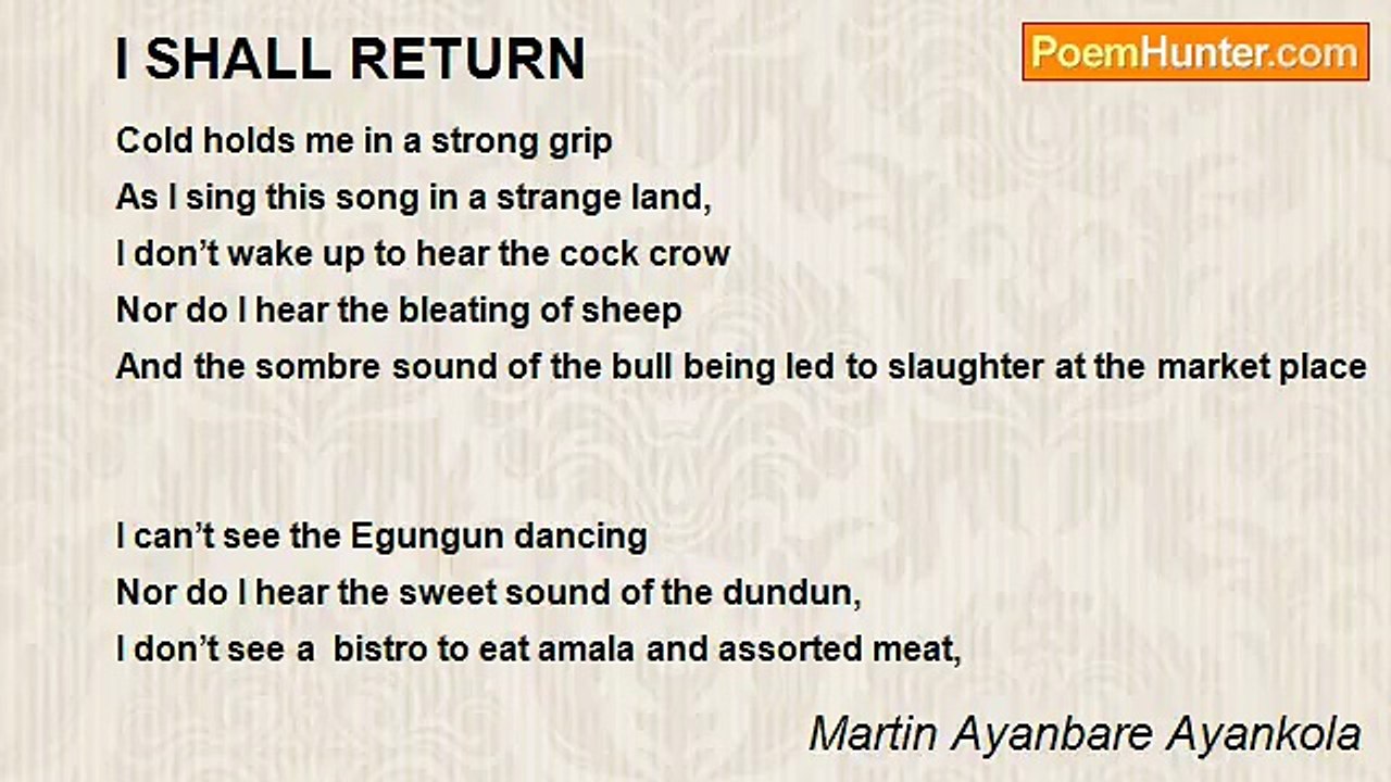 Martin Ayanbare Ayankola - I SHALL RETURN