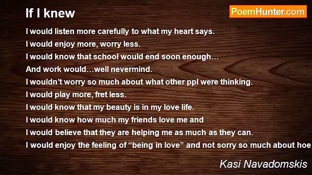 Kasi Navadomskis - If I knew