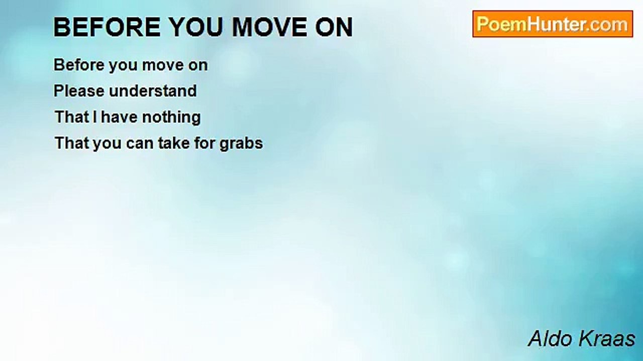 Aldo Kraas - BEFORE YOU MOVE ON
