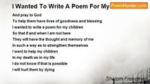 Shalom Freedman - I Wanted To Write A Poem For My Children