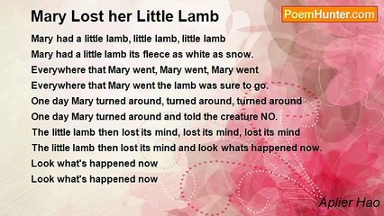 Aplier Hao - Mary Lost her Little Lamb