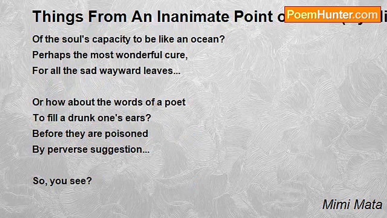 Mimi Mata - Things From An Inanimate Point of View  (By Mimi C Mata)