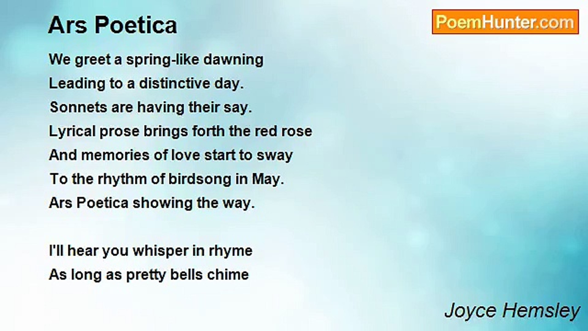 ⁣Joyce Hemsley - Ars Poetica