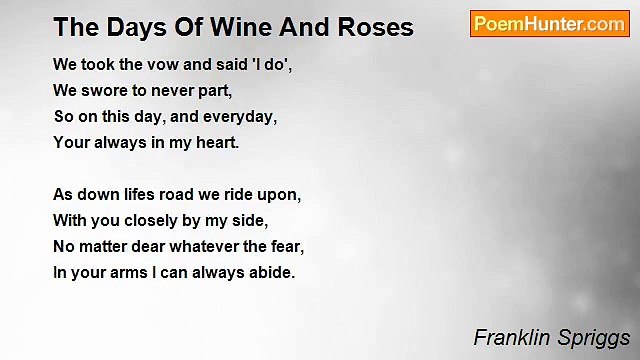Franklin Spriggs - The Days Of Wine And Roses